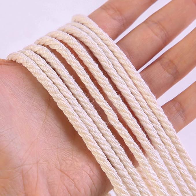 Macrame Cord 4mm x 220Yards 100% Natural Cotton Macrame Rope Cotton Cord for Handmade Macrame Supplies, Wall Hanging, Plant Hangers, Crafts, Knitting, Decorative Projects