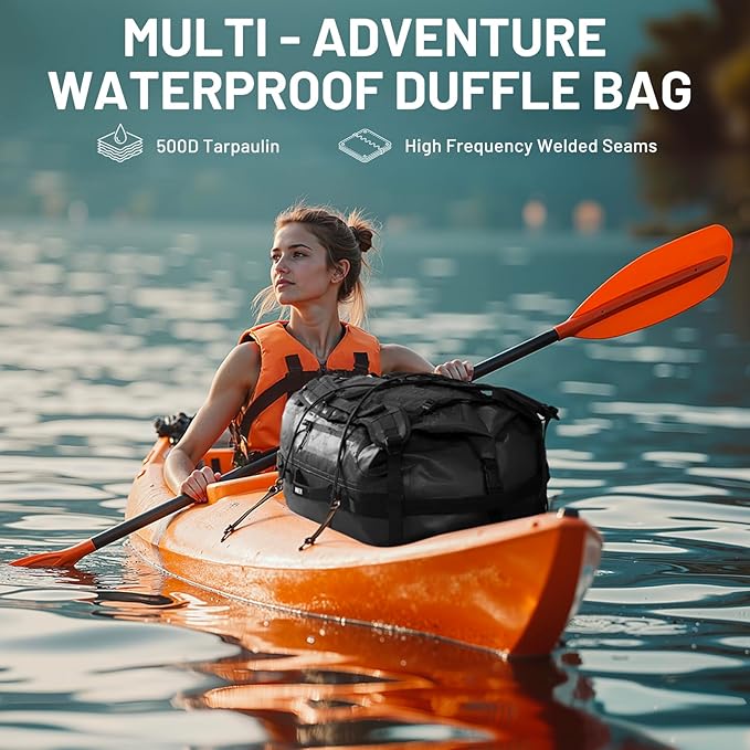 MIER Waterproof Duffel Bag Motorcycle Dry Bag Backpack Large Roll-Top Heavy Duty Dry Duffle Bags for Kayaking Camping Boating Gym Beach Cruise Ship, 60L/80L