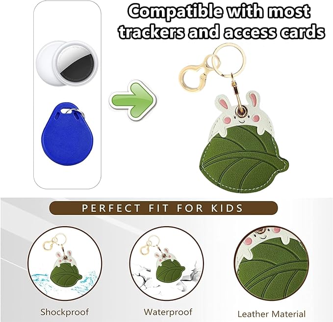 Leather Keychain Holder Case Compatible with AirTag,Cute air tag Cover with Keychain Ring,GPS Tracker Case for Keys