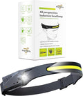 Tactical Headlight Rechargeable 230° Wide Beam LED Tactical Headlamp, Rechargeable USB-C Headlight with Motion Sensor, 350 Lumens, IPX4 Waterproof, Head lamp for Camping Essentials, Hiking, Running