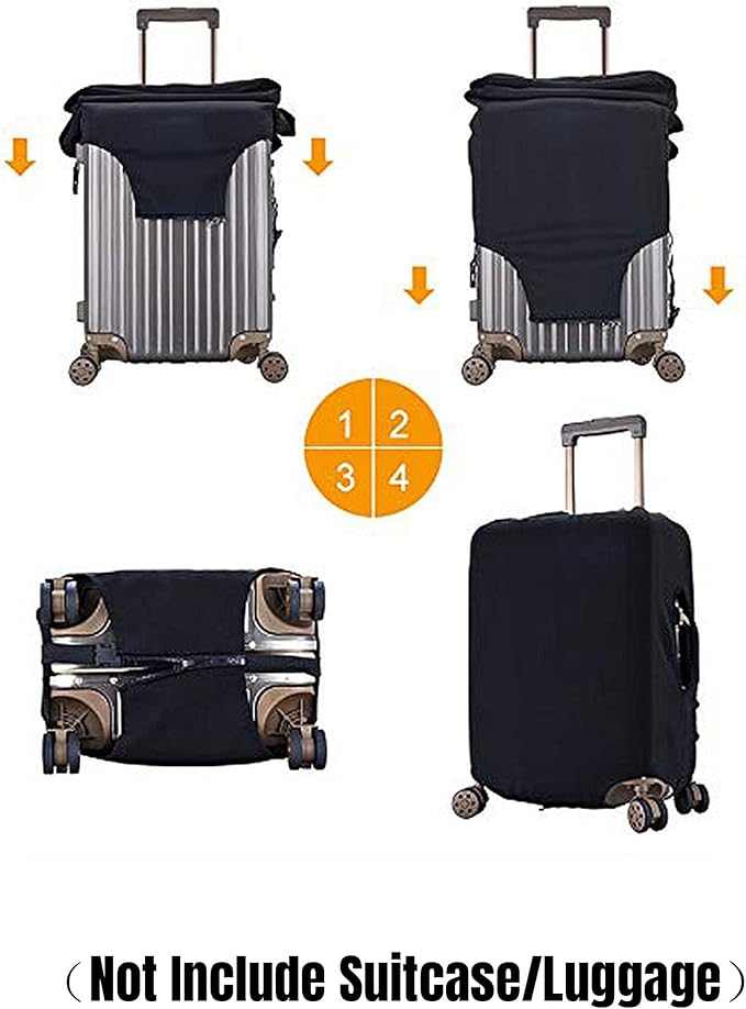 World Travel Luggage Covers and Luggage Tags Tsa Approved, Elastic Washable Fashionable Anti-Scratch Protector, Birthday Gifts for Men Women (M 22-25 Inch Luggage)