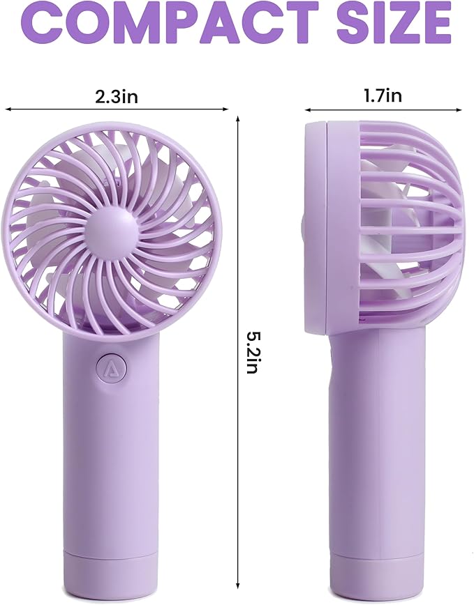 6 Pcs Mini Handheld Fan Bulk, 3 Speed Portable Personal USB Rechargeable Fan, Battery Operated Small Pocket Eyelash Fans for Women Men Makeup Travel Indoor Outdoor Summer