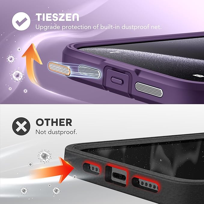 TIESZEN for iPhone 15 Pro Max Case, Compatible with MagSafe, Built-in Privacy Screen Protector and Camera Protection, Anti Spy Full Body Dustproof Shockproof Hard Phone Case 6.7", Purple