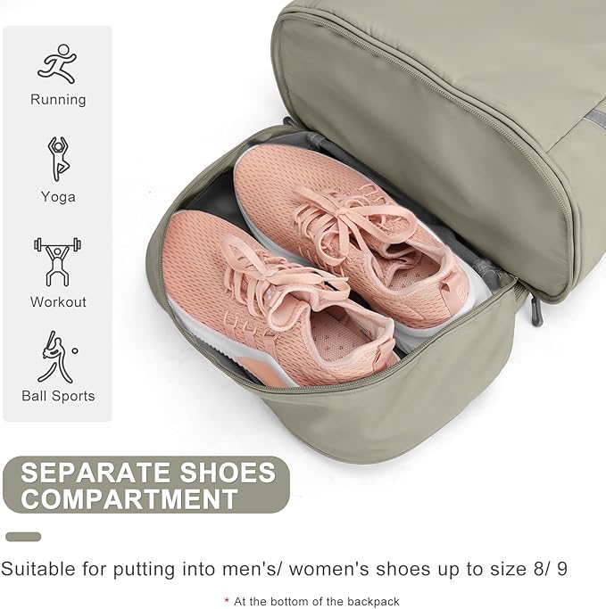 coofay Gym Backpack For Women Waterproof Backpack With Shoe Compartment Lightweight Travel Backpack Sports Backpacks Small Gym Bag