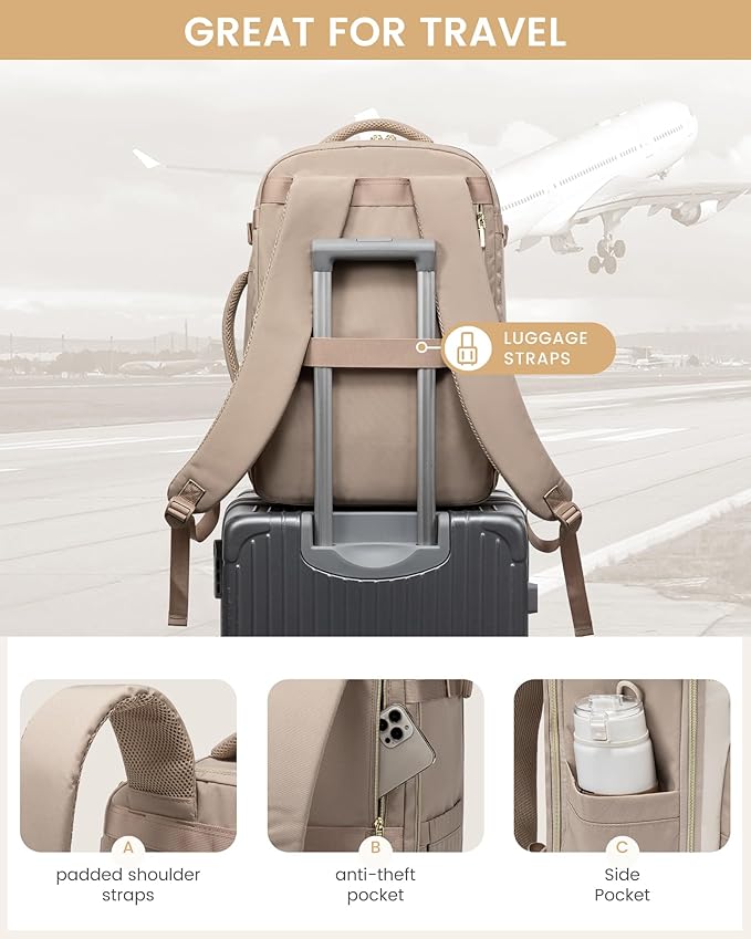 LOVEVOOK Travel Essentials Carry on Backpack 40L Travels Backpack for Women,Waterproof TSA Personal Item Travels Bag Airline Flight Approved,Large Carry on Luggage Laptop Backpack with Packing Cubes