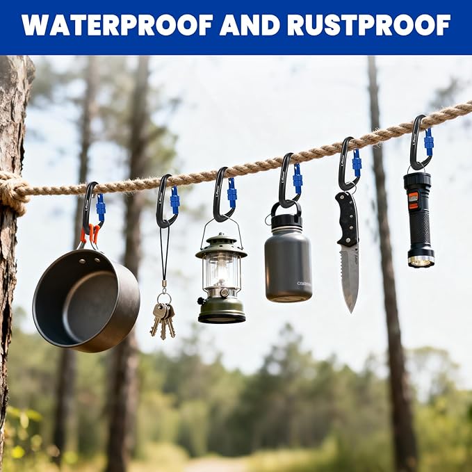 3 Heavy Duty Carabiner Clips 12kN (2697 lbs)-Lightweight Locking Carabiners for Securing Pets，Camping, Hiking, Hammock，Outdoor and Gym etc, Keychains& Utility