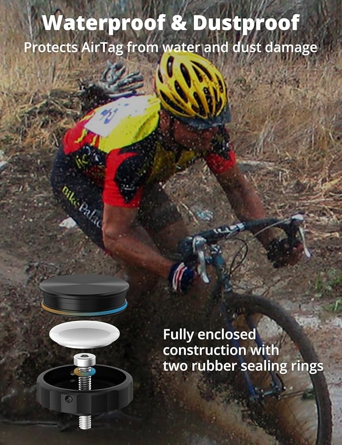 SUPMEGA Bike Mount for AirTag (Gen 1 & 2), Hidden Bicycle Stem Cap Mount for AirTag, Anti-Theft Bike GPS Tracker Accessory Waterproof Holder for Bicycles with Headset Cap Size of 1-1/8" & 1-1/4"