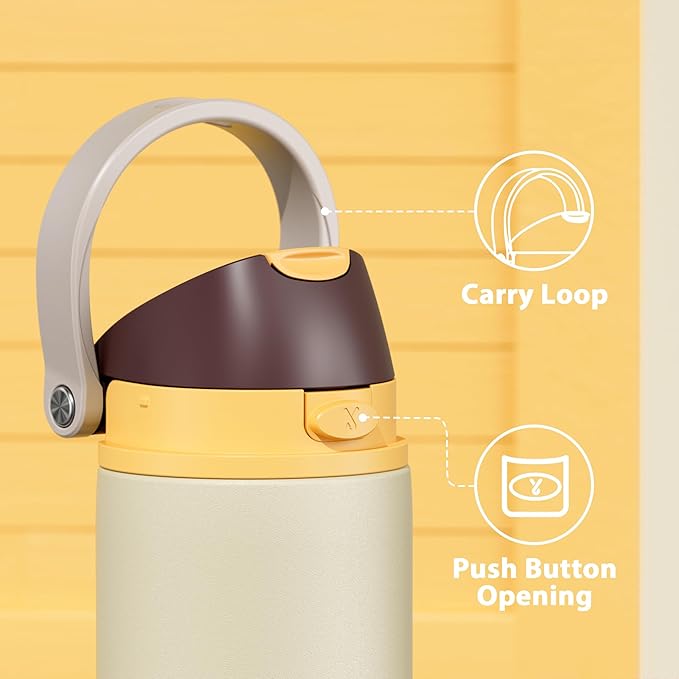 24 oz Insulated Water Bottle with Straw: Meoky Stainless Steel Metal Water Bottle with 2-in-1 Lid - Leak Proof, Cold for 24 Hours, Protective Silicone Base, BPA-Free for Sports Travel Car, Linen