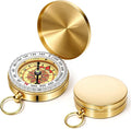 Brass Compass for Hiking Large Dial Pocket Compass with Keychain Loop Camping Survival Compass Ideal Metal Navigation Tool for Teen Scouts Men Hiking Camping Hunting Outdoor (Gold)