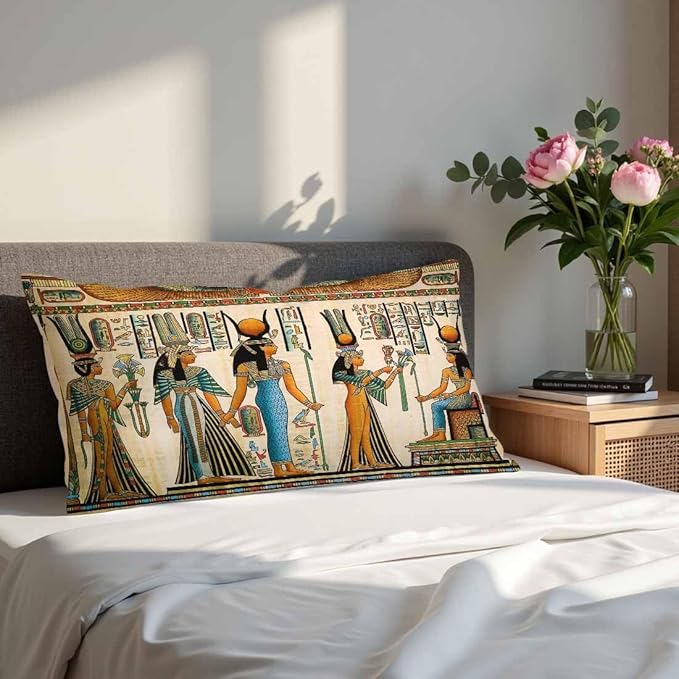 Old Egyptian Empire Couch Pillow Covers 12 X 20 0 Set of 2 Pillowcases Rectangular Velvet Outdoor Cushion Pillow Cases Decorative for Home Bed Sofa Couch Hotel
