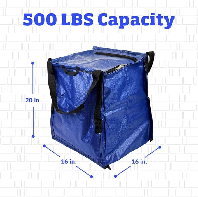 DURASACK Heavy Duty Storage Tote Bag with Zipper Top 22-Gallon Rugged Woven Polypropylene Moving Bag, Reusable Self-Standing Design, Holds up to 500 Pounds, Pack of 4, Blue