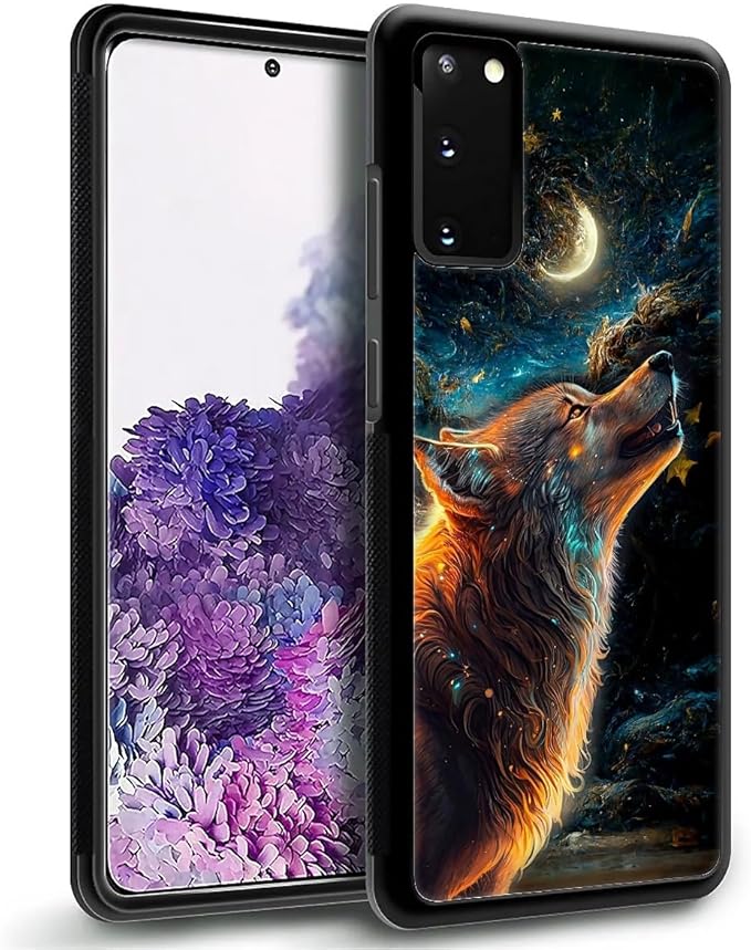 for Samsung Galaxy S20 Case, Star Cave Hungry Wolf Pattern Graphic Design Girl Boy Soft Silicone Hard Acrylic Shock Protection for Samsung Galaxy S20