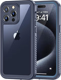 Lanhiem for 15 Pro Case, IP68 Waterproof Dustproof Shockproof Case with Built-in Screen Protector, Full Body Protective Heavy Duty Phone Cover for 15 Pro - 6.1 inch (Dark Blue)