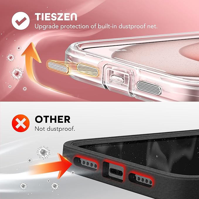 TIESZEN for iPhone 15 Plus Case, Compatible with MagSafe, Built-in Privacy Screen Protector and Camera Protection, Anti Spy Full Body Dustproof Shockproof Hard Phone Case 6.7", Clear