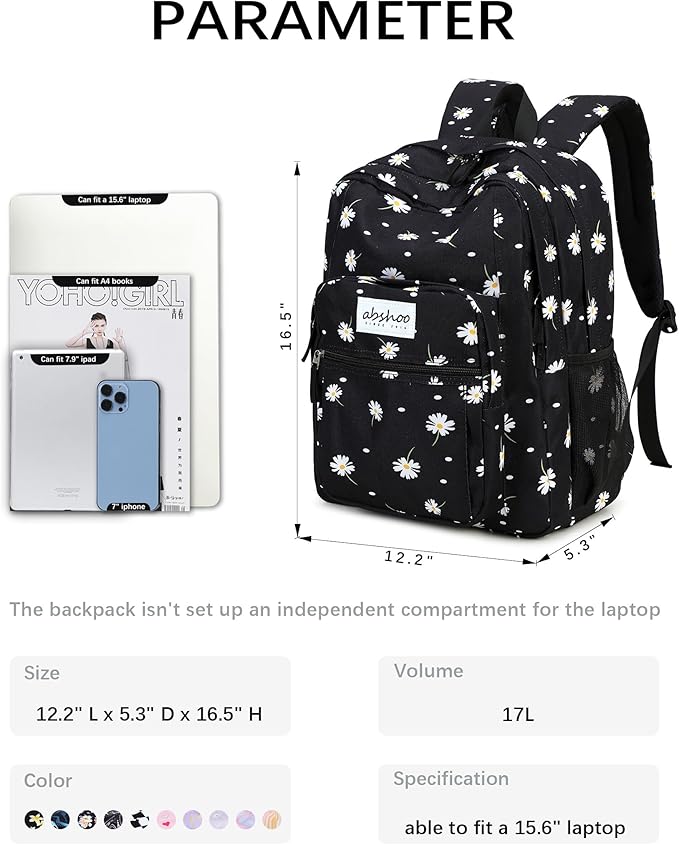 abshoo Classical Basic Travel Backpack For School Water Resistant Bookbag | For School, For School