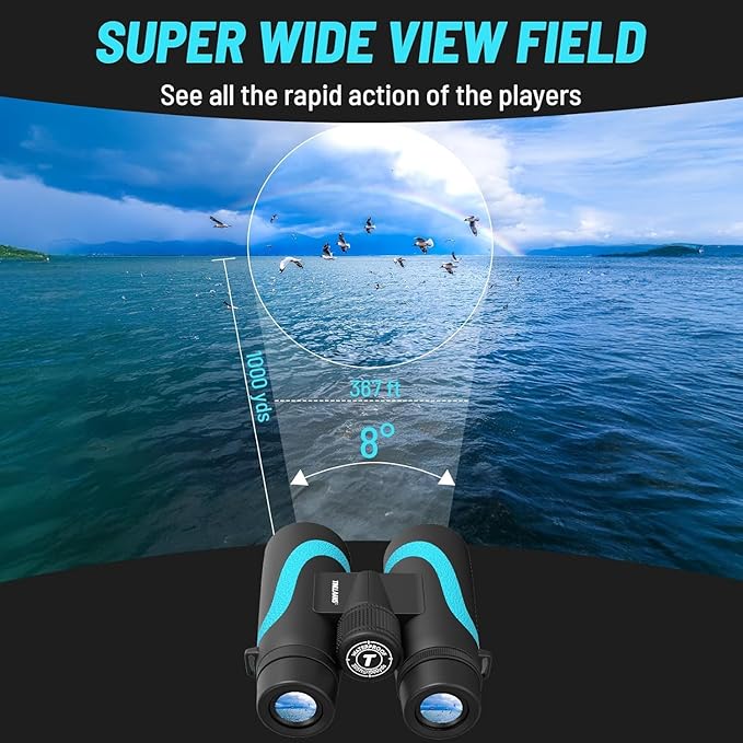 15x55 UHD Binoculars for Adults High Powered with Phone Adapter - Large View, BAK4 Prism, Waterproof, Lightweight for Bird Watching, Hunting, Cruise, Travel, Sports (Blue)