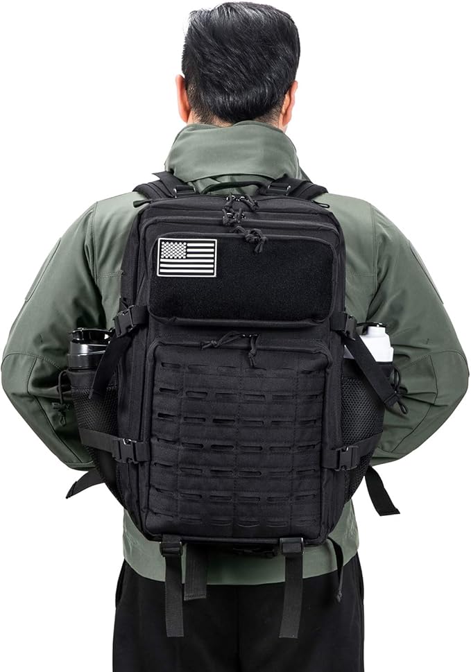 QT&QY 25L/45L Military Tactical Backpack For Men Molle Daypack 3 Day Bug Out Bag Hiking Rucksack With Bottle Holder