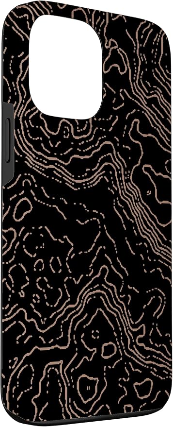 Topography Black & Brown Abstract Pattern Topographic Map Case for iPhone 13 Pro Max