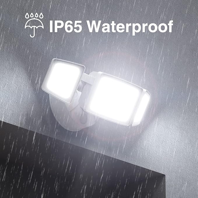 Onforu 70W LED Dusk to Dawn Flood Lights, 7000LM White Exterior Security Outdoor Lighting,IP65 Waterproof Outdoor 3 Adjustable Heads Photocell Light Fixture,6500K Floodlight for Garage,Patio,Yard
