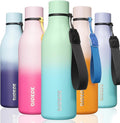 BJPKPK Insulated Water Bottles, 18 oz Stainless Steel Metal Water Bottle with Strap, BPA Free Leak Proof Jugs, Mugs, Flasks, Reusable Thermal Flasks for Sports & Travel, Mint