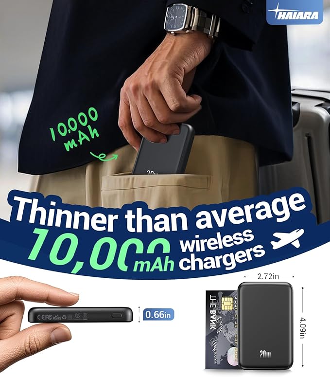 Portable Charger for Magsafe Power Bank - 10000mAh Magnetic Phone Charger, USB-C 22W PD Fast Charging, Slim Wireless Battery Pack for iPhone 17/16/15/14/13 Series,for Travel Cruise Essentials-Navy