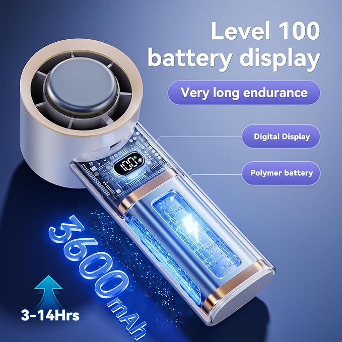 MUXNW Portable Fan for Travel Mini: Pocket Small Handheld Hand Held Rechargeable Battery Operated USB Charger - Gifts for Women Teens - Summer to a Beach for a Cooling vacation
