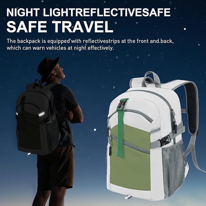 Small Hiking Backpack,20L Lightweight Travel Daypack,Ideal for Hiking,Traveling and Outdoor Adventure,White