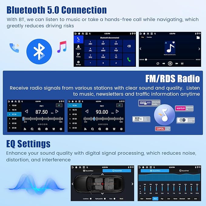 5Ghz WiFi 4G+64G Android 15 Radio for Jeep Patriot Compass 2007-2009 Car Stereo with Wireless Carplay Android Auto,5.0 Bluetooth,Build-in EQ,10inch IPS Touchscreen,GPS,FM/RDS Backup Camera MIC