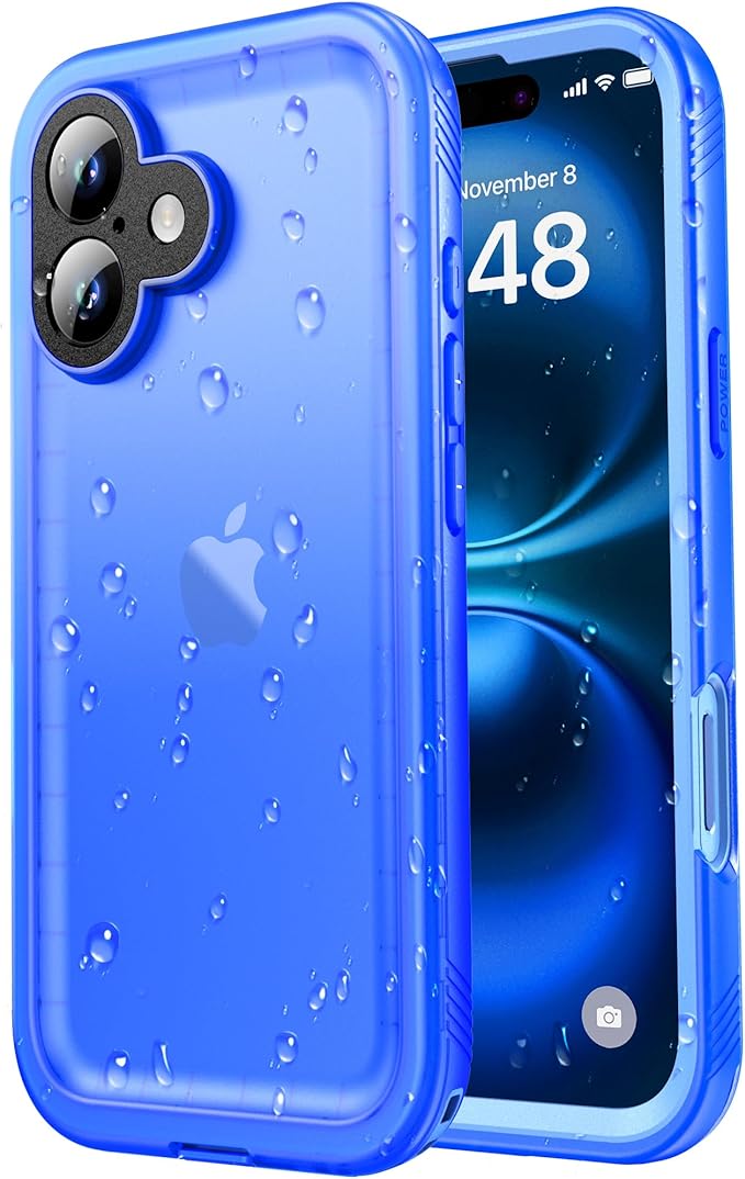 SPORTLINK for iPhone 16 Plus Case - IP68 Waterproof Military Protective Full Body Heavy Duty Shockproof 360 Sealed Dustproof with Camera Screen Protector Cover for i Phone 16 Plus 6.7" Blue