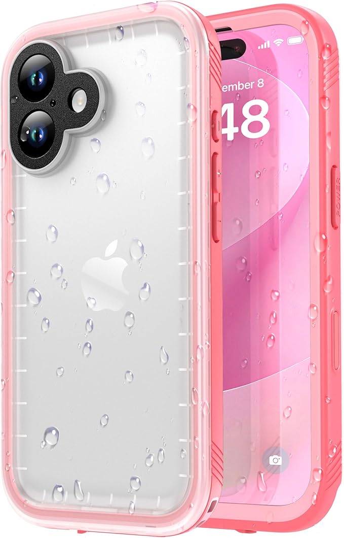 SPORTLINK for iPhone 17 Case - IP68 Waterproof Military Protective Full Body Heavy Duty Shockproof 360 Sealed Dustproof with Camera Screen Protector Phone Cover for iPhone 17 6.3" Pink