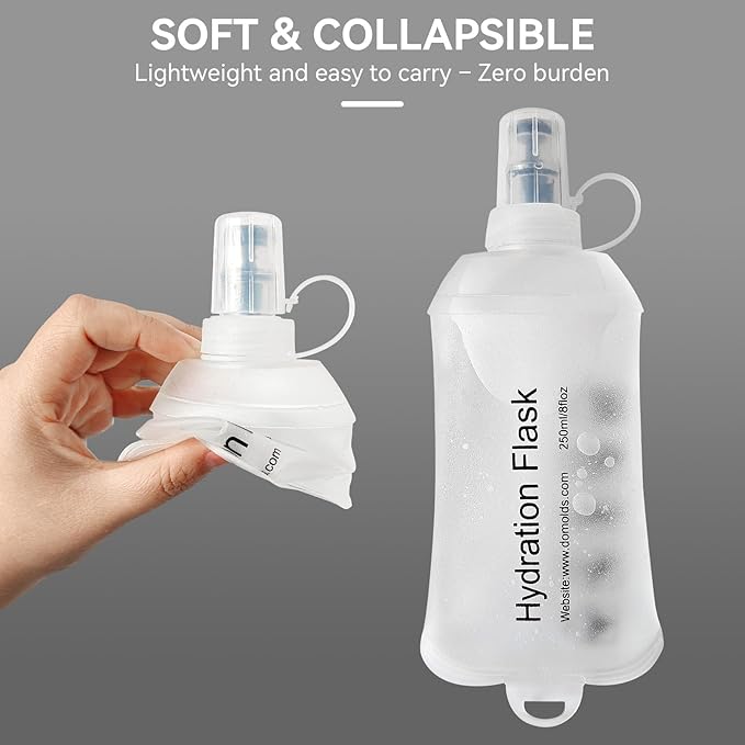 150ml Soft Flask Soft Water Bottle for Running, Hiking, Travelling, Cycling and Climbing, TPU Material, BPF-Free - White