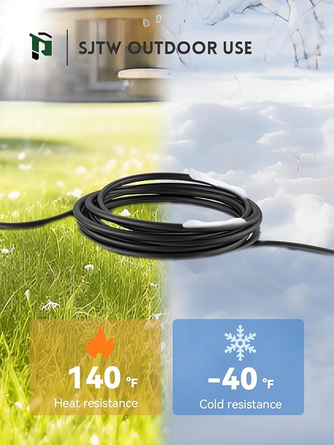 PLUGTUL 27FT Outdoor Extension Cord with Multiple Outlets, 1 to 3 Splitter Max 15FT End to Male Plug (Total 27FT) 16/3 SJTW Waterproof Power Cord for Halloween Christmas, ETL Listed, Black