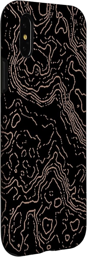 Topography Black & Brown Abstract Pattern Topographic Map Case for iPhone X/XS