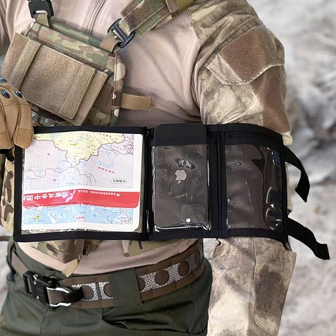 Tactical Arm Sleeve Map Pouch Case Documets Holder Wrist Case Wrist Map Holder QB Wristband Map Case Military Arm PouchTactical USA Flag Patch