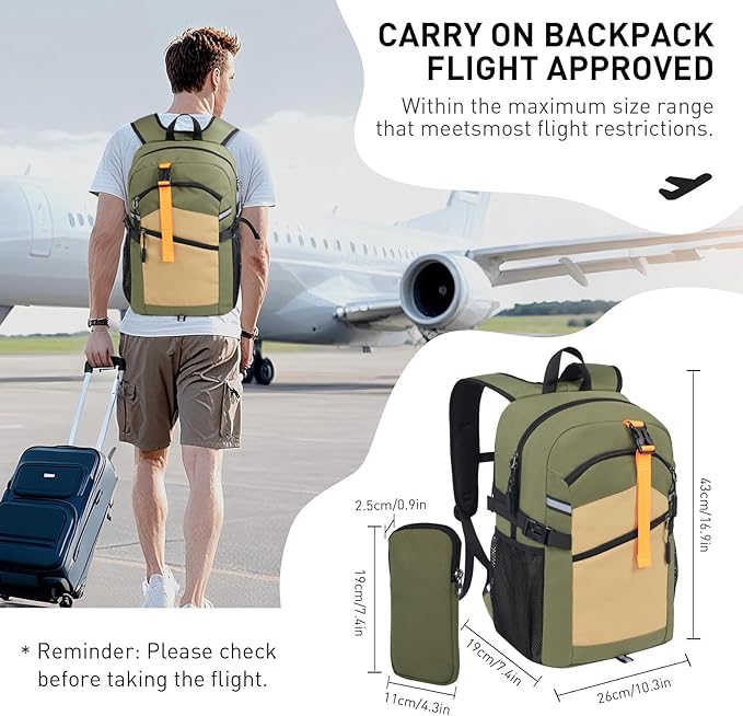 Small Hiking Backpack,20L Lightweight Travel Daypack,Ideal for Hiking,Traveling and Outdoor Adventure,Green