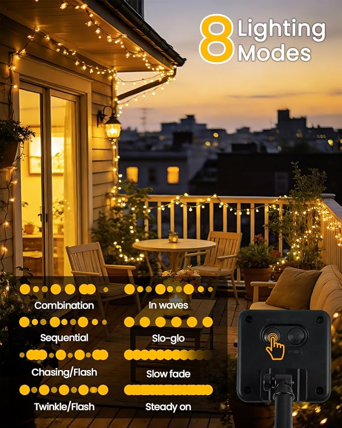 OZS 6 Pack 480LED Solar String Lights for Outside, Solar Christmas Lights Outdoor Waterproof with 8 Modes, Green Wire Solar Powered Tree Light for Patio Yard Garden Xmas Party Decorations (Warm White)