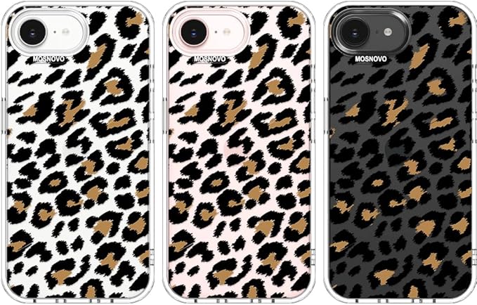 MOSNOVO for iPhone 17e Case/iPhone 16e Case, Shockproof Military-Grade Protection 6.6ft Drop Tested, Clear Phone Case for iPhone 16e / iPhone 17e, Leopard Print Design