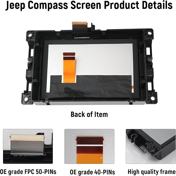 7" Uconnect Touch Screen Display with Bracket for 2017-2020 Jeep Compass Jeep Renegade Touchscreen Digitizer Navigation LCD Monitor Replace TDO-WXGA0700K00033-V2 TDO-WXGA0700K00057-V1