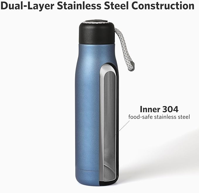 17 oz Stainless Steel Water Bottle Double Wall Vacuum Insulated Kids Wide Mouth Flask with Leakproof Portable Lid (Air Force Blue)