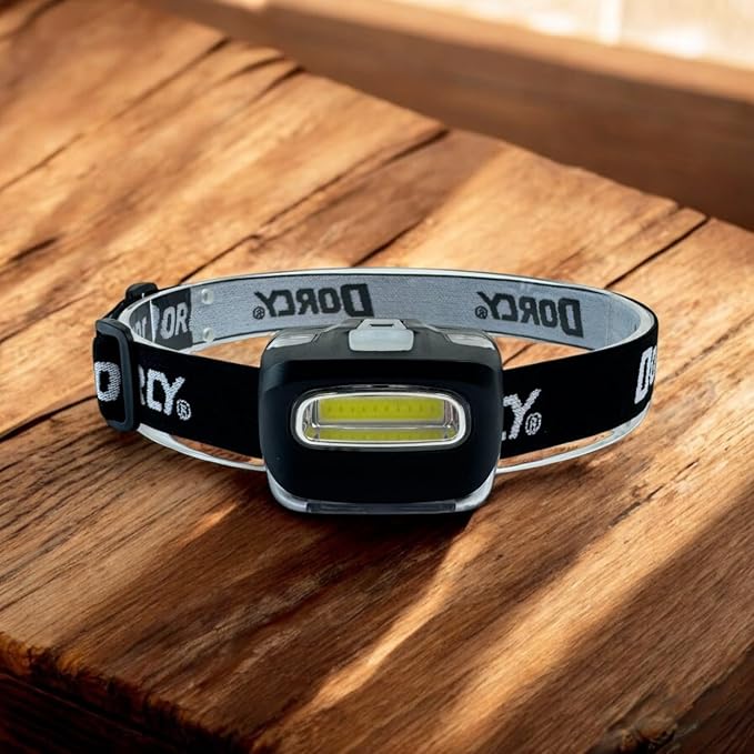 Dorcy 8-LED Adjustable LED Headlight Flashlight with Blinking Red Light Setting and Push Button Switch, Black (41-2095)