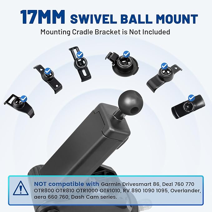 EWAY for Garmin GPS Mount w/Telescopic Extension Arm, Replacement Dash Ball Mount Holder for Dashboard Windshield Windscreen for Garmin Nuvi RV Dezl Drive Drivesmart Zumo Driveassist DriveLuxe