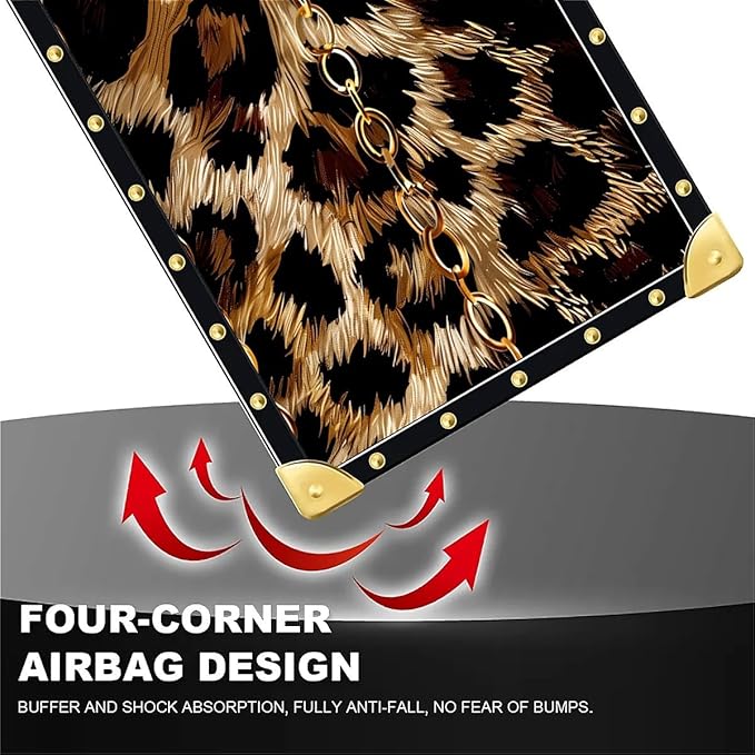 for iPhone 17 Pro Max Case Luxury Golden Decoration for Girl Women Soft TPU Shockproof Protective Hard PC Back for iPhone 17 Pro Max Crazy Pattern Seamless Gold Chain Leopard