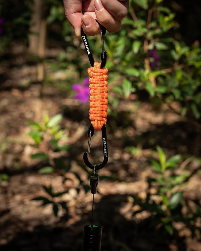 Paracord Braided Carabiner Keychain Lanyard Strap, Hanger Stroller Hook w/2 Carabiner Clips for Water Bottle Backpack