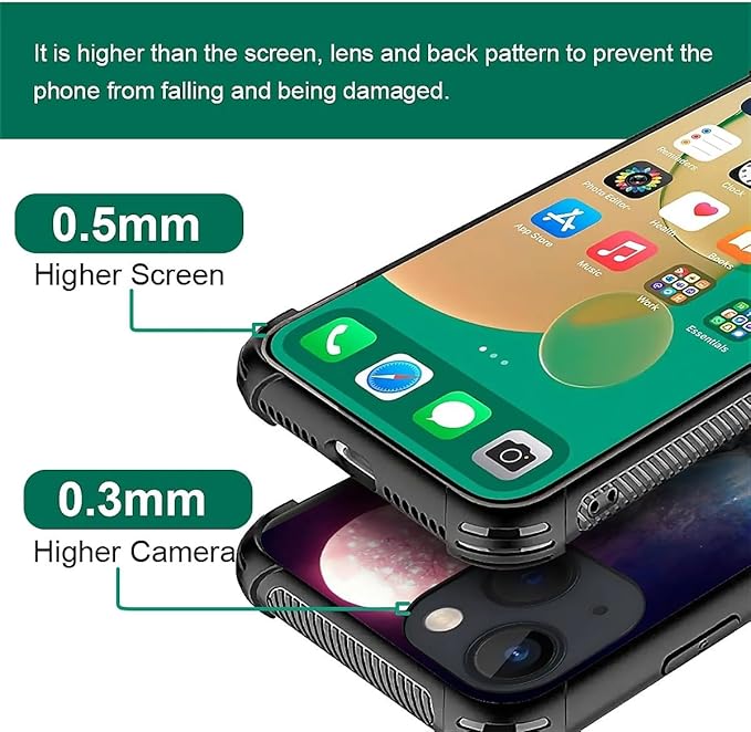 for iPhone 13 Case, Star Two Wolfs Howling Pattern Graphic Design Girl Boy Soft Silicone Hard Acrylic Shock Protection for iPhone 13