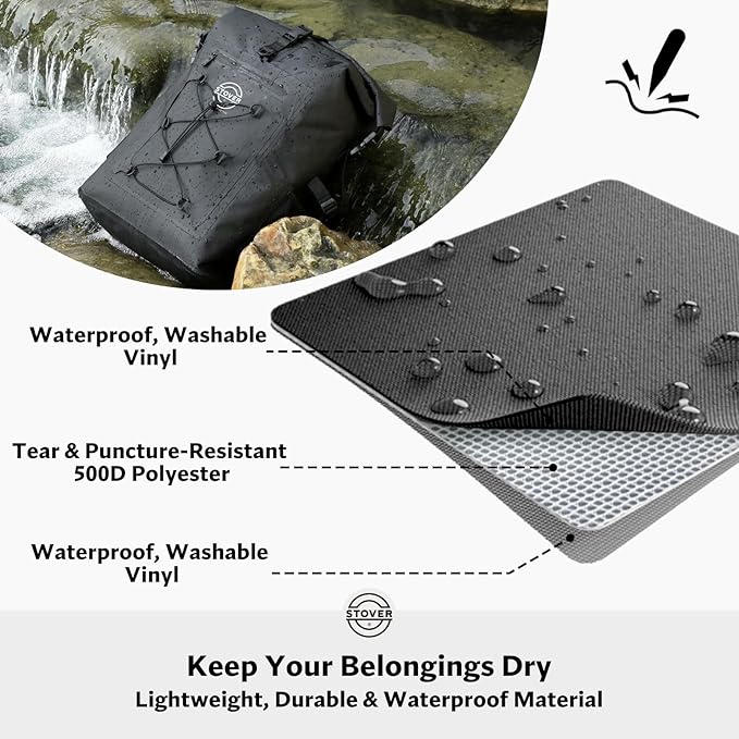 STOVER 5/10/25/30/40/55L Waterproof Dry Bag- Roll-Top Backpack w/Phone Case- Kayaking, Hiking, Camping, Boating- Men/Women
