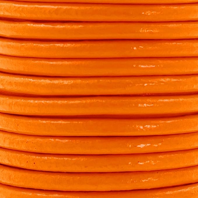 Mandala Crafts Round Genuine Orange Leather Cord for Jewelry Making – 4mm Cowhide Leather Rope String Lace for Kumihimo – 11 Yards Cowhide Craft Cording Spool