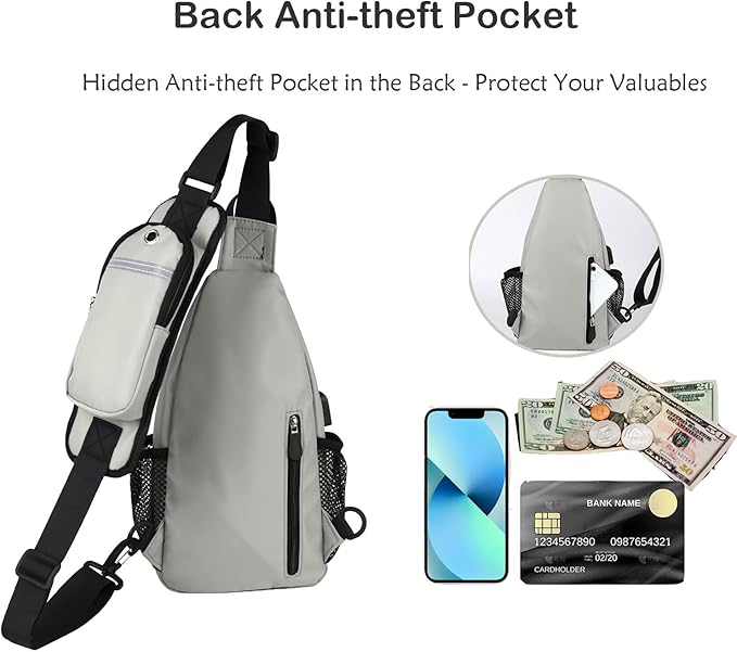 JENAGREEN Sling Backpack Crossbody Sling Bag for Women Men, Multipurpose Travel Hiking Adjustable Chest Bag Casual Daypack