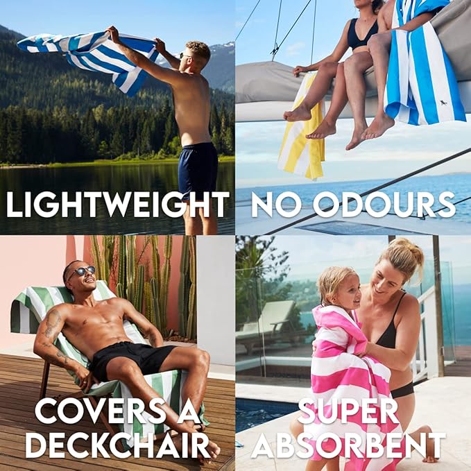 Dock & Bay Customized Beach Towel - Quick Dry, Sand Free - Compact, Lightweight - 100% Recycled - Includes Bag - Cabana - Waikiki Coral Red- Large