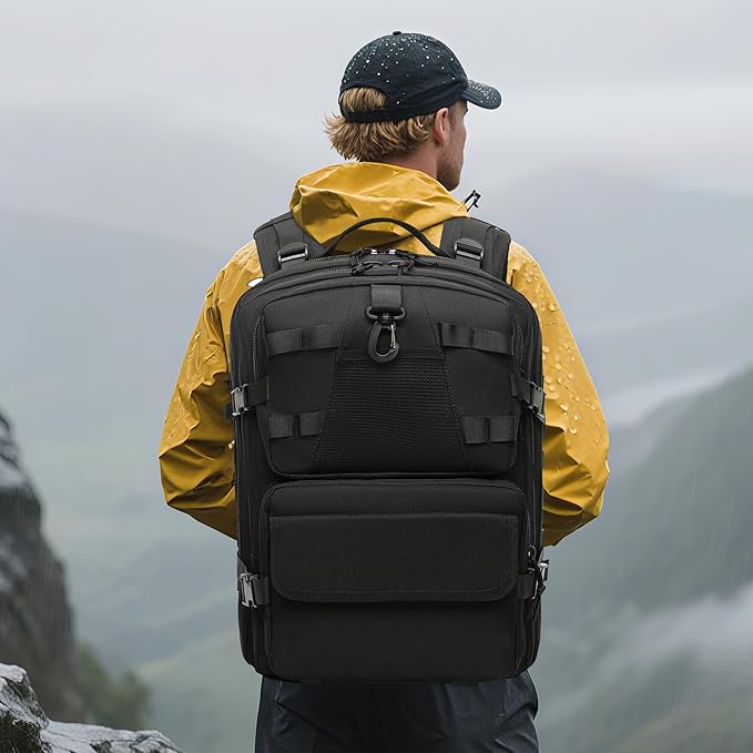 aiGear 50L Military Tactical Backpack 3 Days Assault Pack Large Day Backpack for Men Molle Army Bug Out Bag Waterproof Heavy Duty Hiking Trekking Rucksack - Black