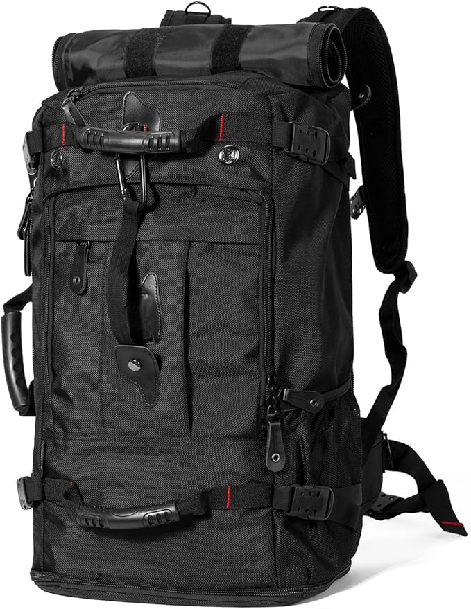 YOUMIAN Large Capacity For Travel Hiking Sports Carry On Backpack Durable Convertible Duffle Bag Laptop airplane (black, 60L-Large)